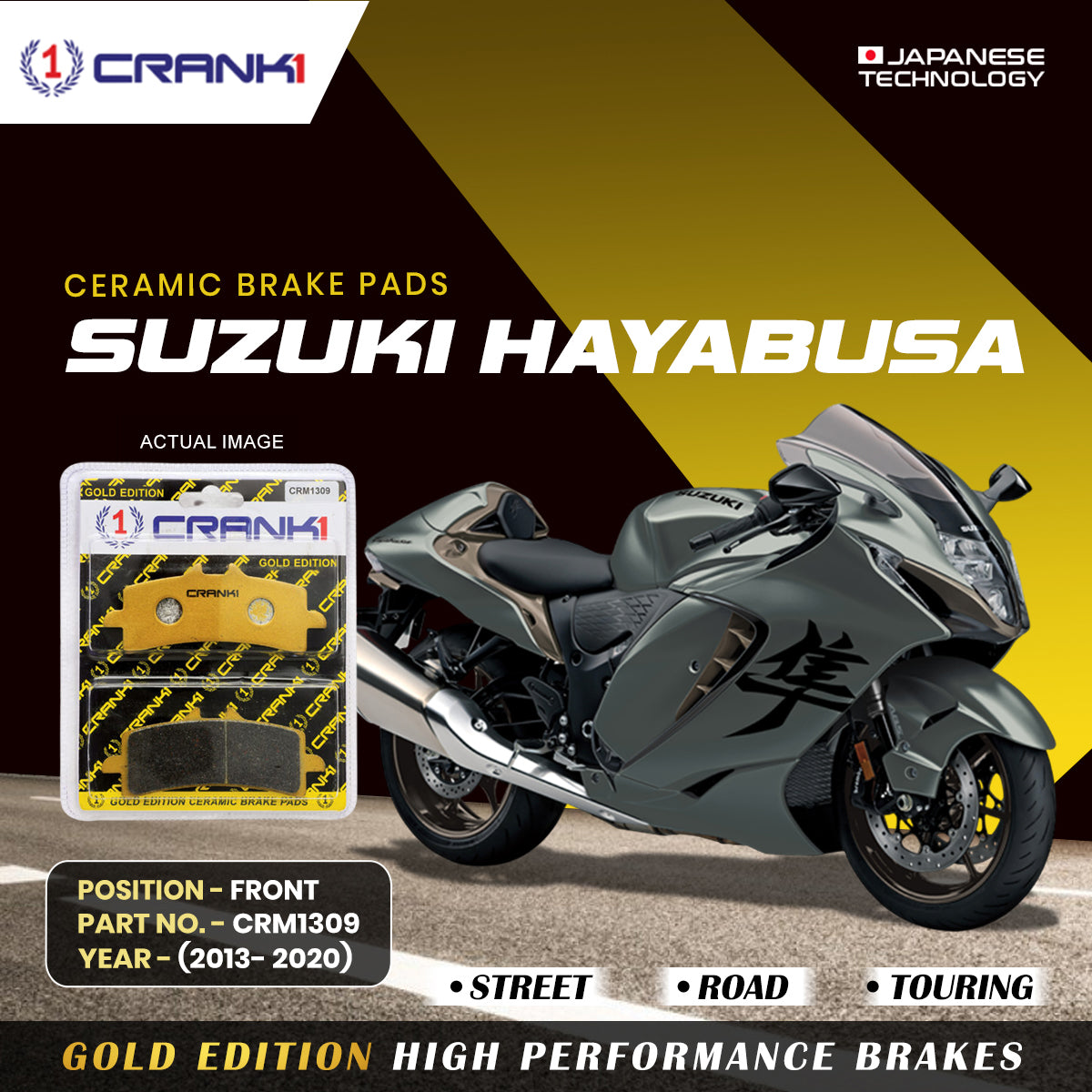 Ceramic Brake Pads For Suzuki Hayabusa (2013-2020) - Front - CRM1309 - 2 Sets - CRANK1