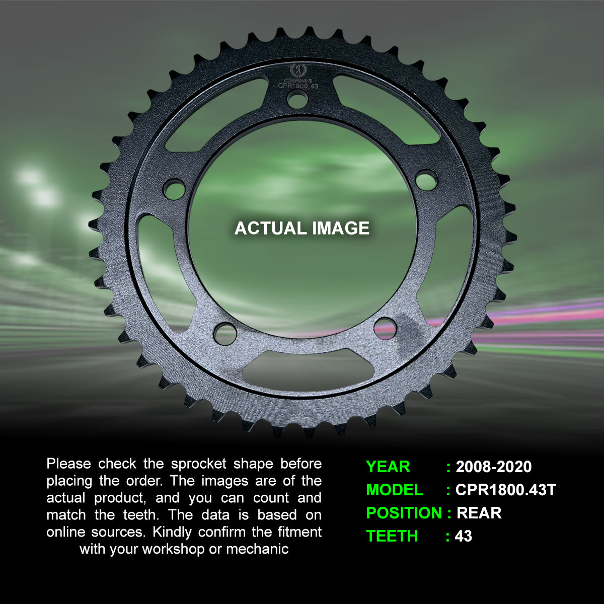 Sprocket For Suzuki Hayabusa (2008-2020) - Rear - CPR1800.43T - CRANK1
