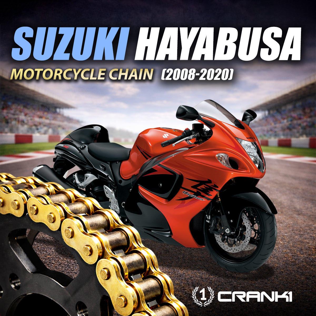 Chain For Suzuki Hayabusa (2008-2020) - 530 Pitch x 118 Links Gold (ZVMX) - CRANK1