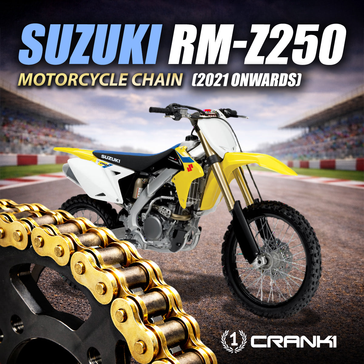 Chain For Suzuki RM-Z250 (2021 Onwards) - 520 Pitch x 114 Links Gold (ZVMX) - CRANK1