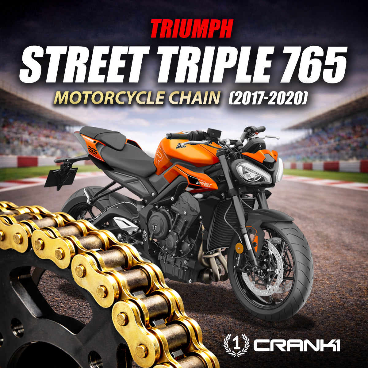 Chain For Triumph Street Triple 765 (2017-2020) - 525 Pitch x 118 Links Gold (ZVMX) - CRANK1