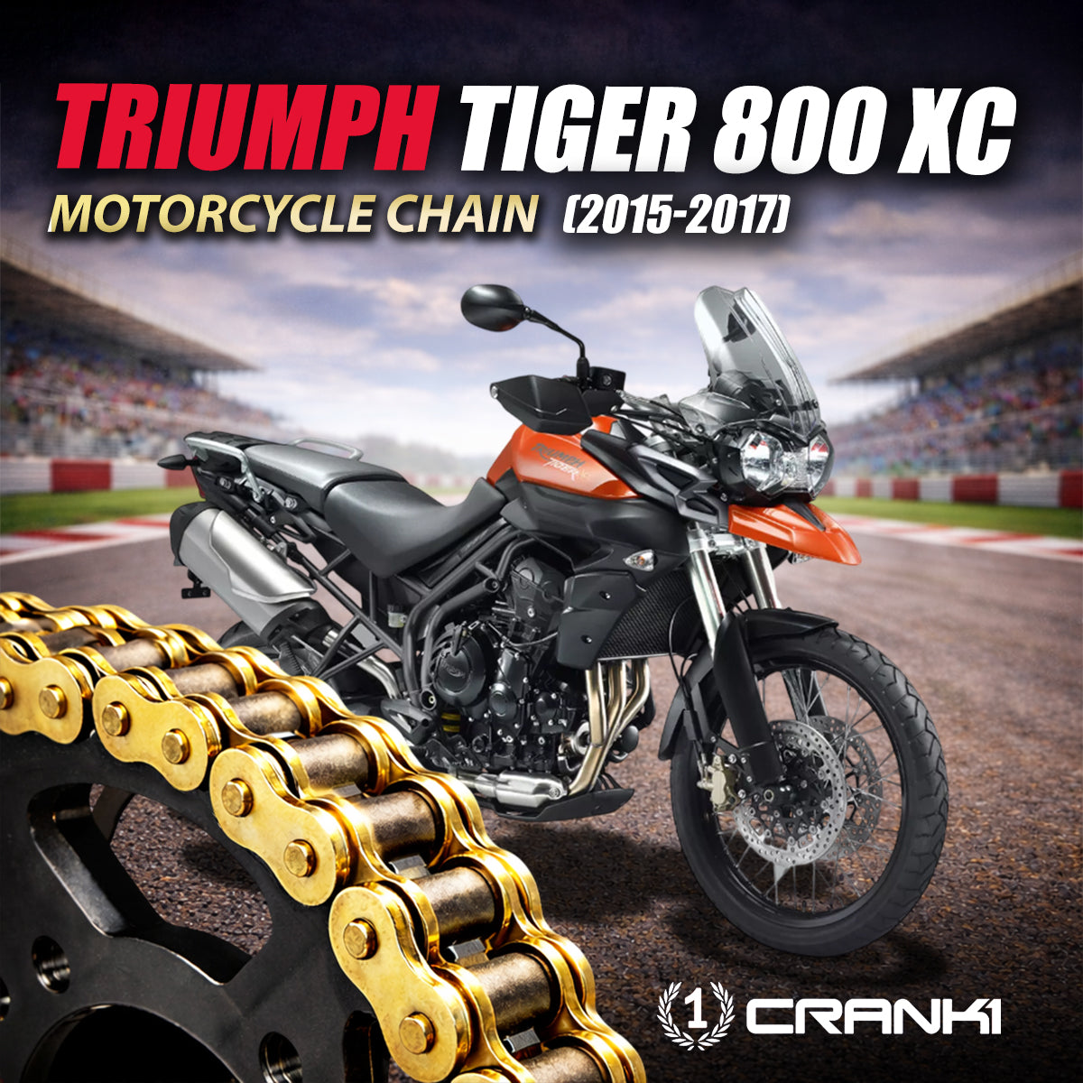 Chain For Triumph Tiger 800 XC (2015-2017) - 525 Pitch x 124 Links Gold (ZVMX)  - CRANK1