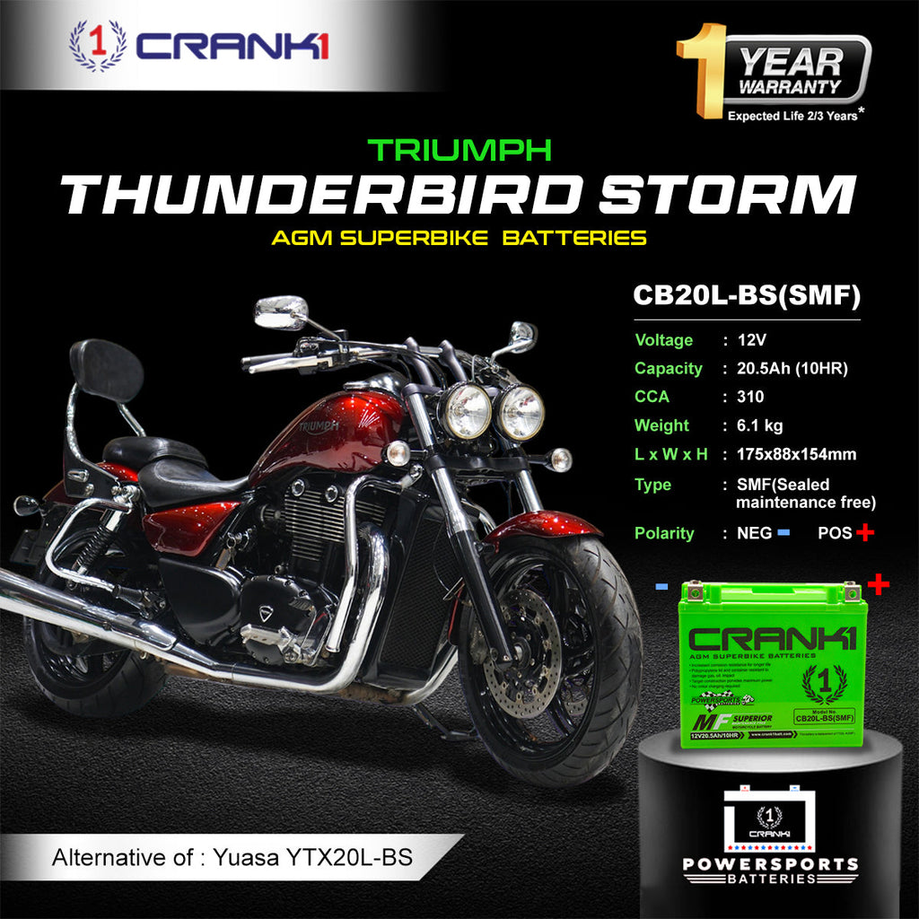 Battery For Triumph Thunderbird Storm (2009-2018) - CB20L-BS - Factory Activated - CRANK1