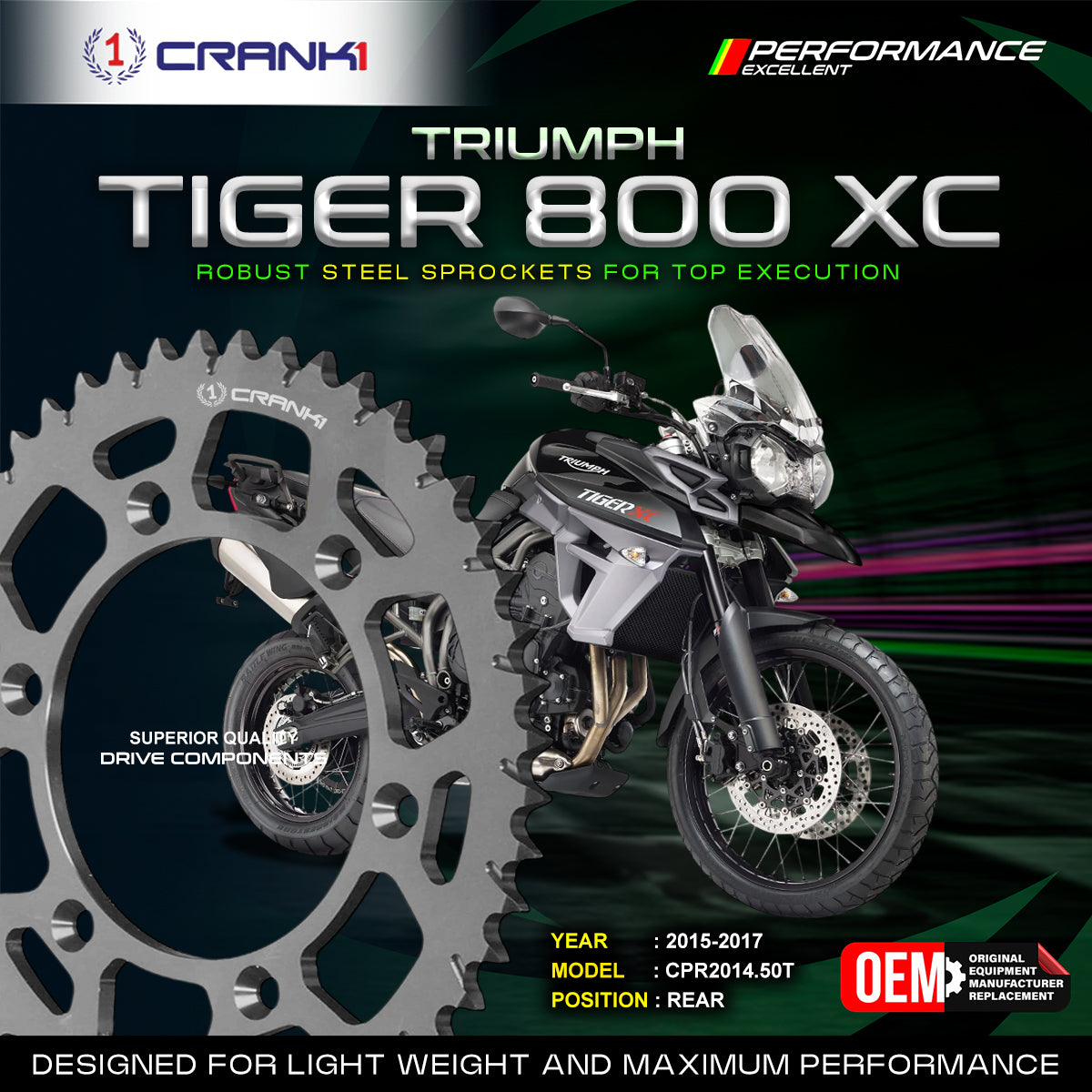 Sprocket For Triumph Tiger 800 XC (2015-2017) - Rear - CPR2014.50T - CRANK1