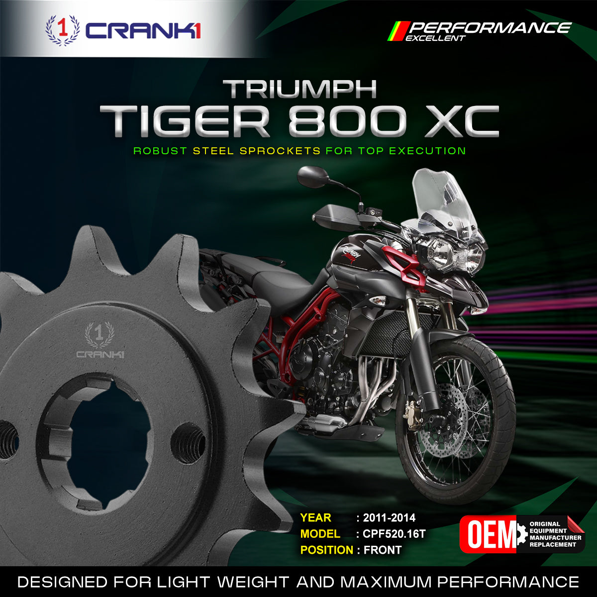 Sprocket For Triumph Tiger 800 XC (2011-2014) - Front - CPF520.16T - CRANK1