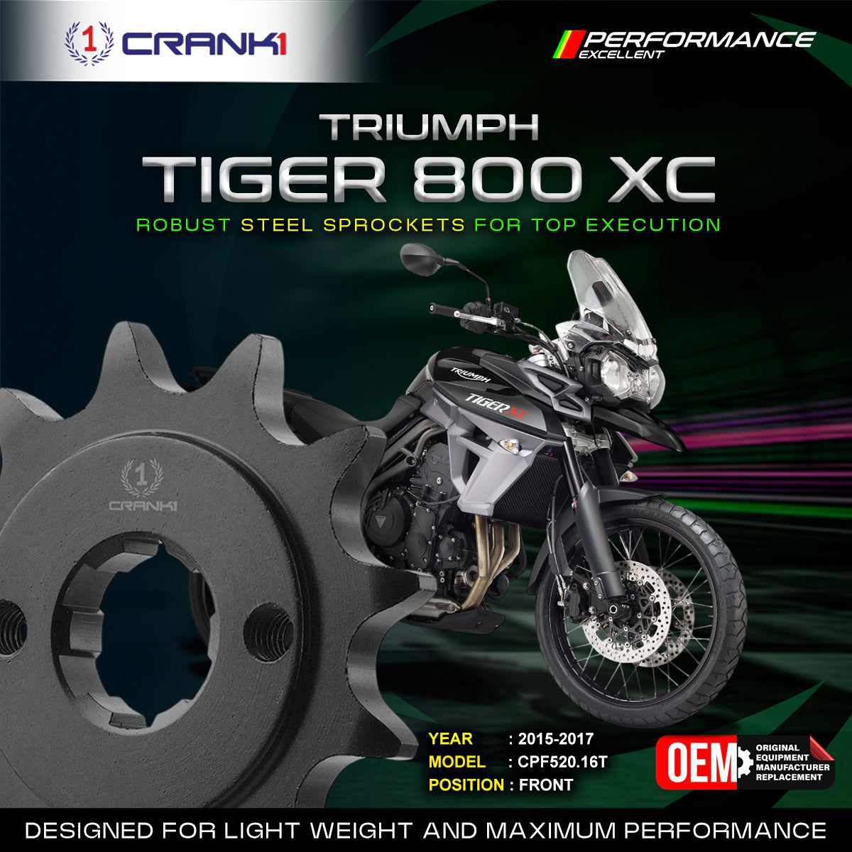 Sprocket For Triumph Tiger 800 XC (2015-2017) - Front - CPF520.16T - CRANK1