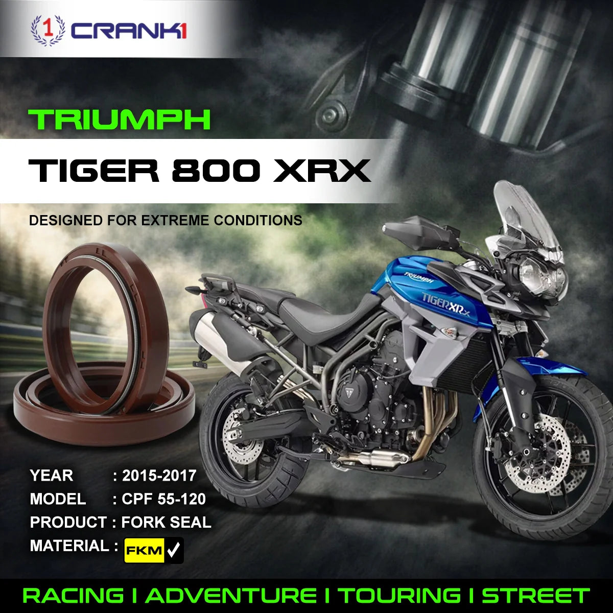 Fork Oil Seals Pair For Triumph Tiger 800 XRX (2015-2017) - CPF55-120 - CRANK1