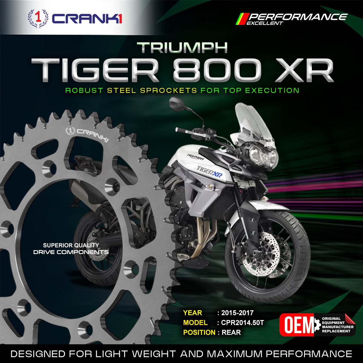 Sprocket For Triumph Tiger 800 XR (2015-2017) - Rear - CPR2014.50T - CRANK1