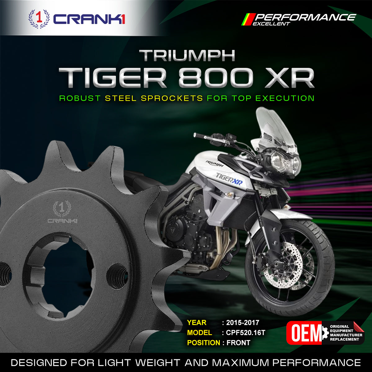Sprocket For Triumph Tiger 800 XR (2015-2017) - Front - CPF520.16T - CRANK1
