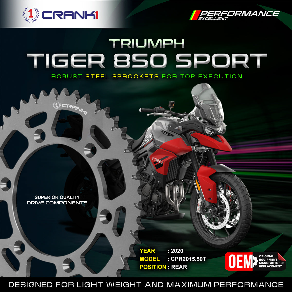 Sprocket For Triumph Tiger 850 Sport (2020) - Rear - CPR2015.50T - CRANK1