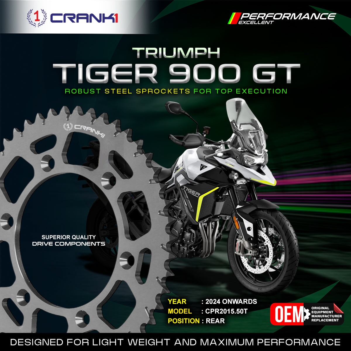 Sprocket For Triumph Tiger 900 GT (2024 Onwards) - Rear - CPR2015.50T - CRANK1
