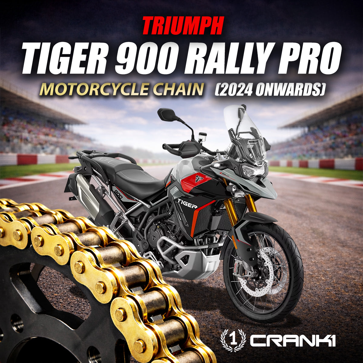 Chain For Triumph Tiger 900 Rally Pro (2024 Onwards)  - 525 Pitch x 122 Links Gold (ZVMX) - CRANK1