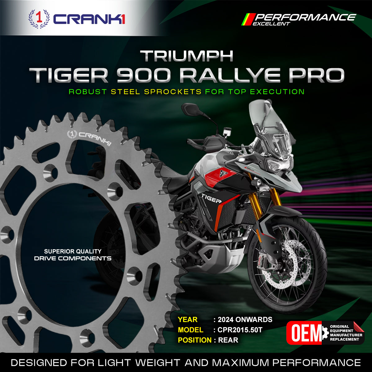 Sprocket For Triumph Tiger 900 Rally Pro (2024 Onwards) - Rear - CPR2015.50T - CRANK1