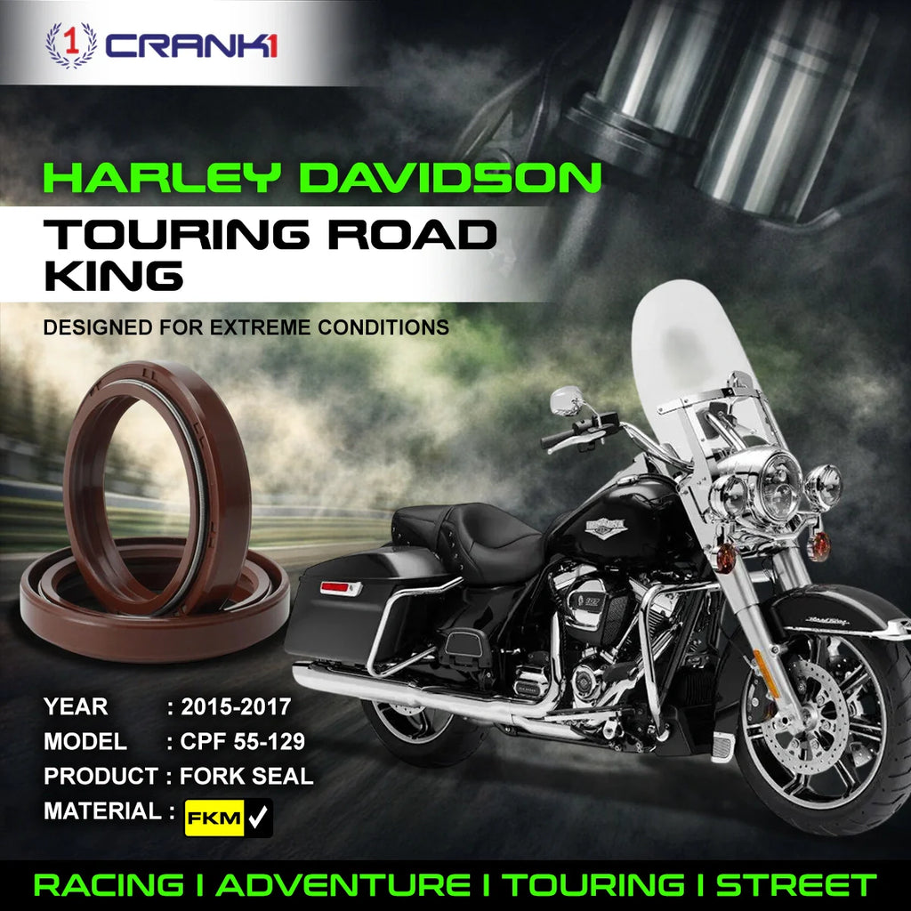 Fork Oil Seals Pair For Harley Davidson Touring Road King (2015-2017) - CPF55-129 - CRANK1