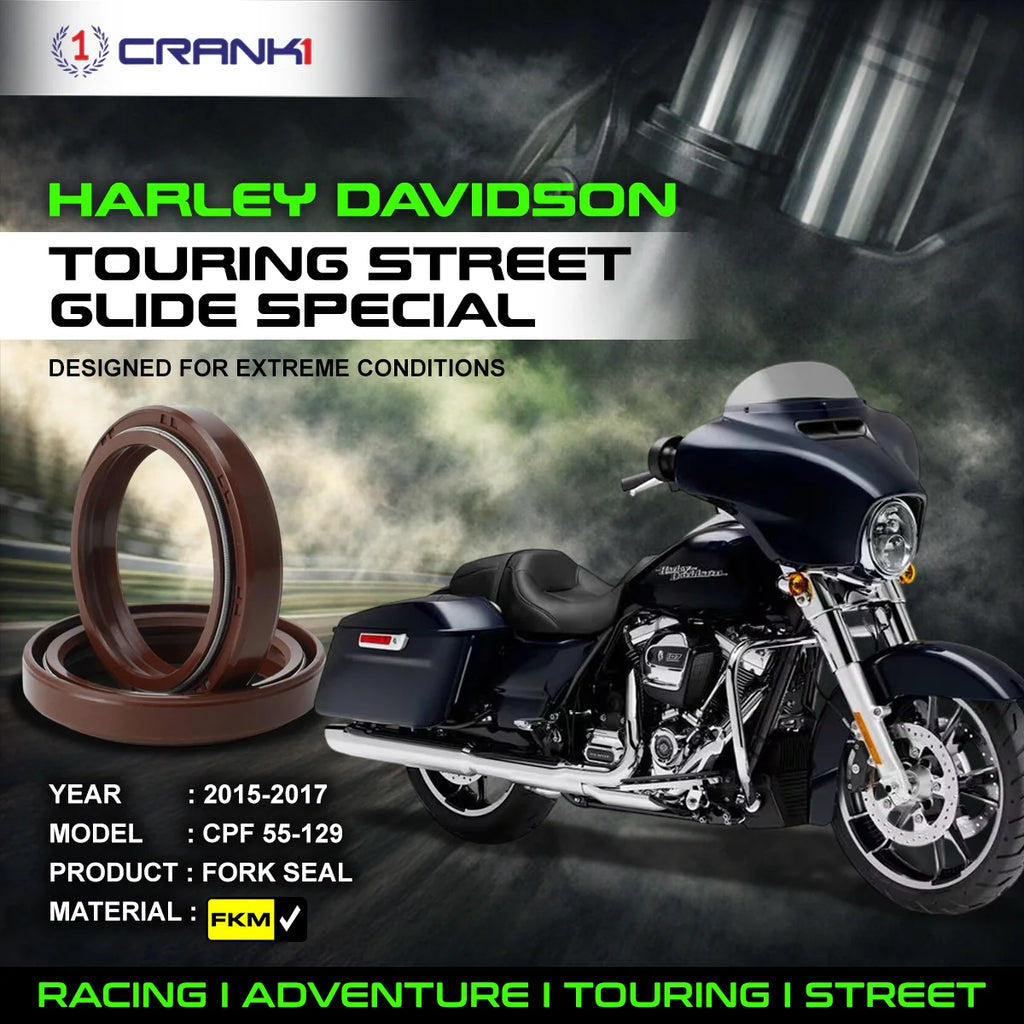 Fork Oil Seals Pair For Harley Davidson Touring Street Glide Special (2015-2017) - CPF55-129 - CRANK1