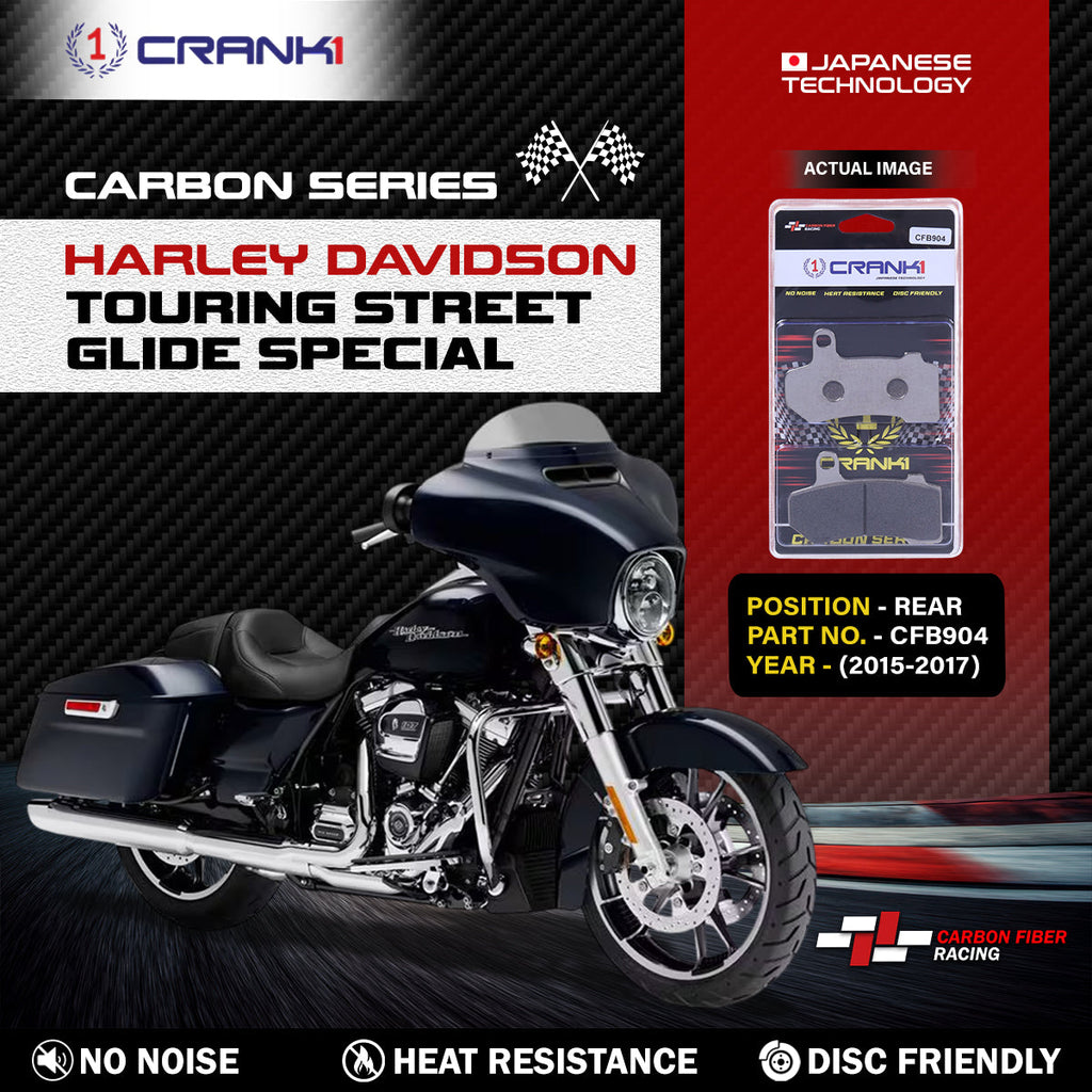 Carbon Brake Pads For Harley Davidson Touring Street Glide Special (2015-2017) - Rear - CFB904 - 1 Set - CRANK1