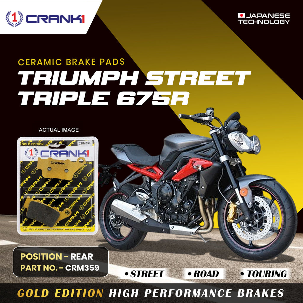 Ceramic Brake Pads For Triumph Street Triple 675R - Rear - CRM359 - 1 Set - CRANK1