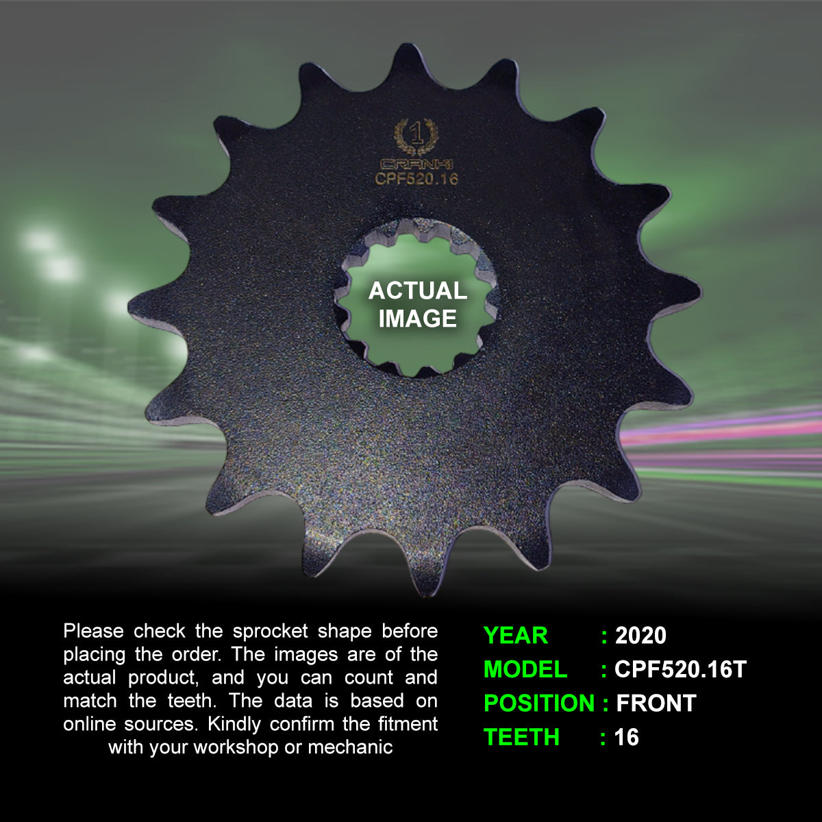 Sprocket For Triumph Tiger 850 Sport (2020) - Front - CPF520.16T - CRANK1