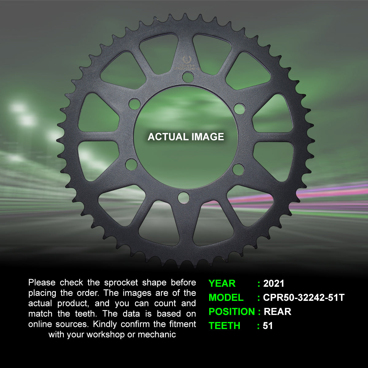 Sprocket For Triumph Trident 660 (2021) - Rear - CPR50-32242-51T - CRANK1