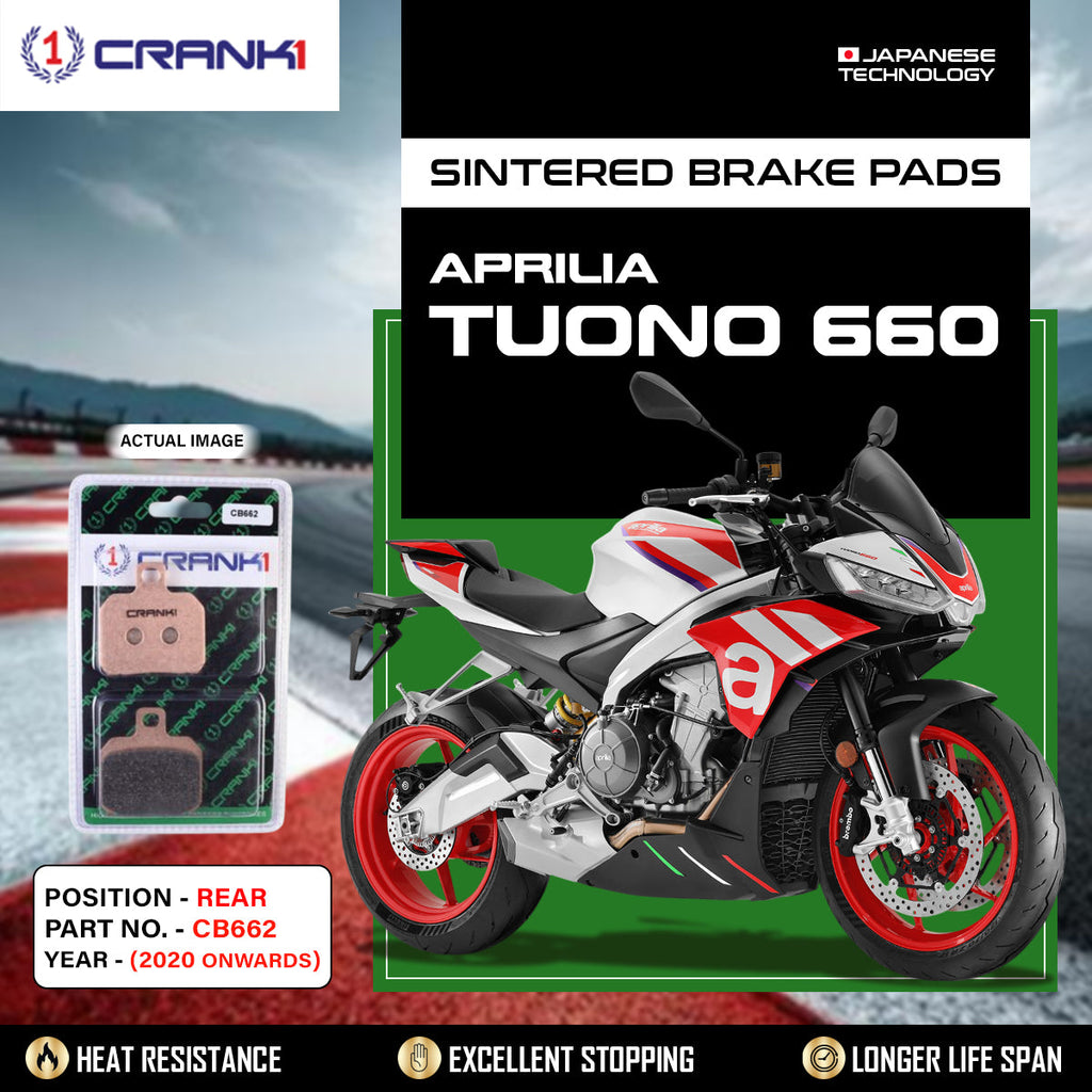Sintered Brake Pads For Aprilia Tuono 660 (2020 Onwards) - Rear - CB662 - 1 Set - CRANK1