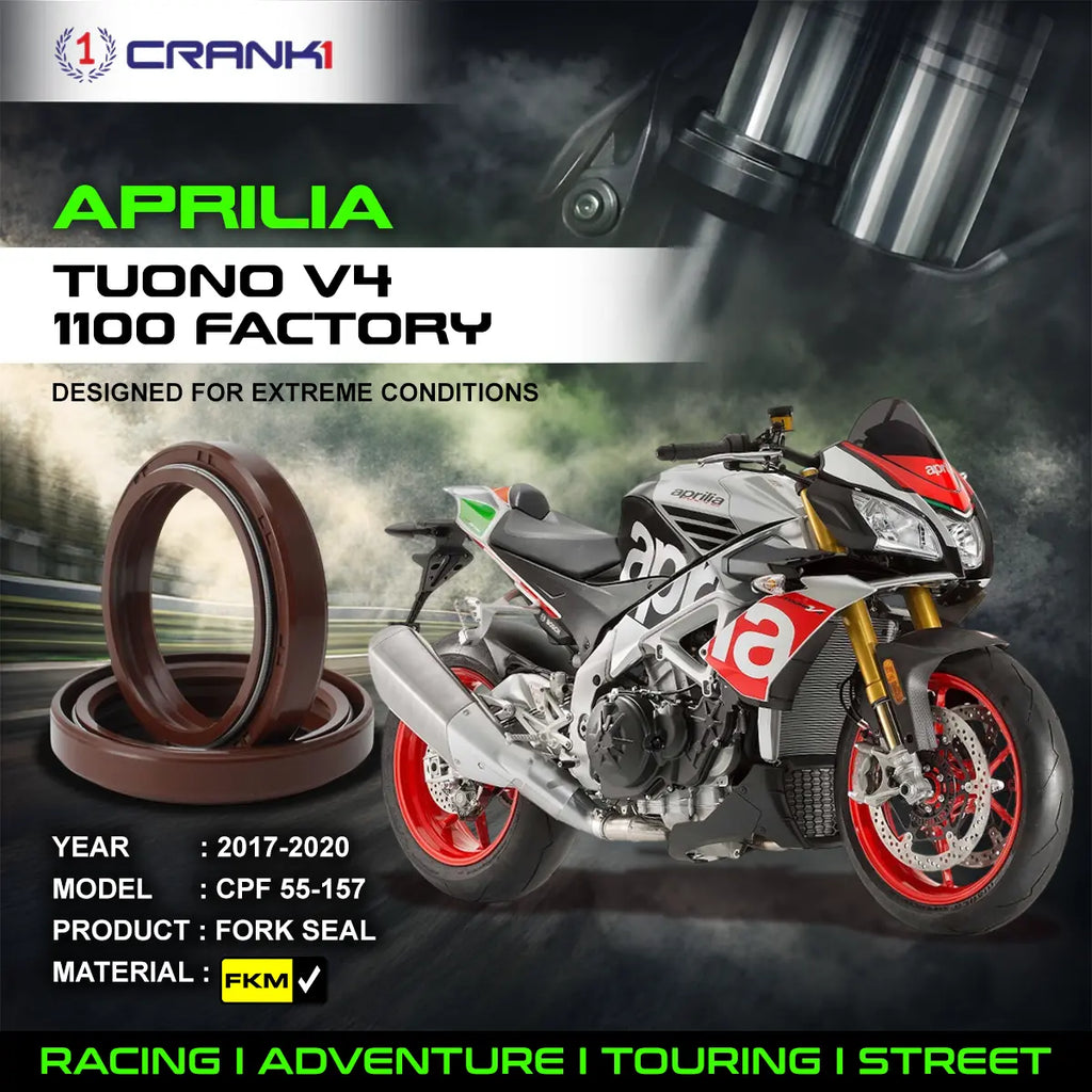 Fork Oil Seals Pair For Aprilia Tuono V4 1100 Factory (2017-2020) - CPF55-157 - CRANK1