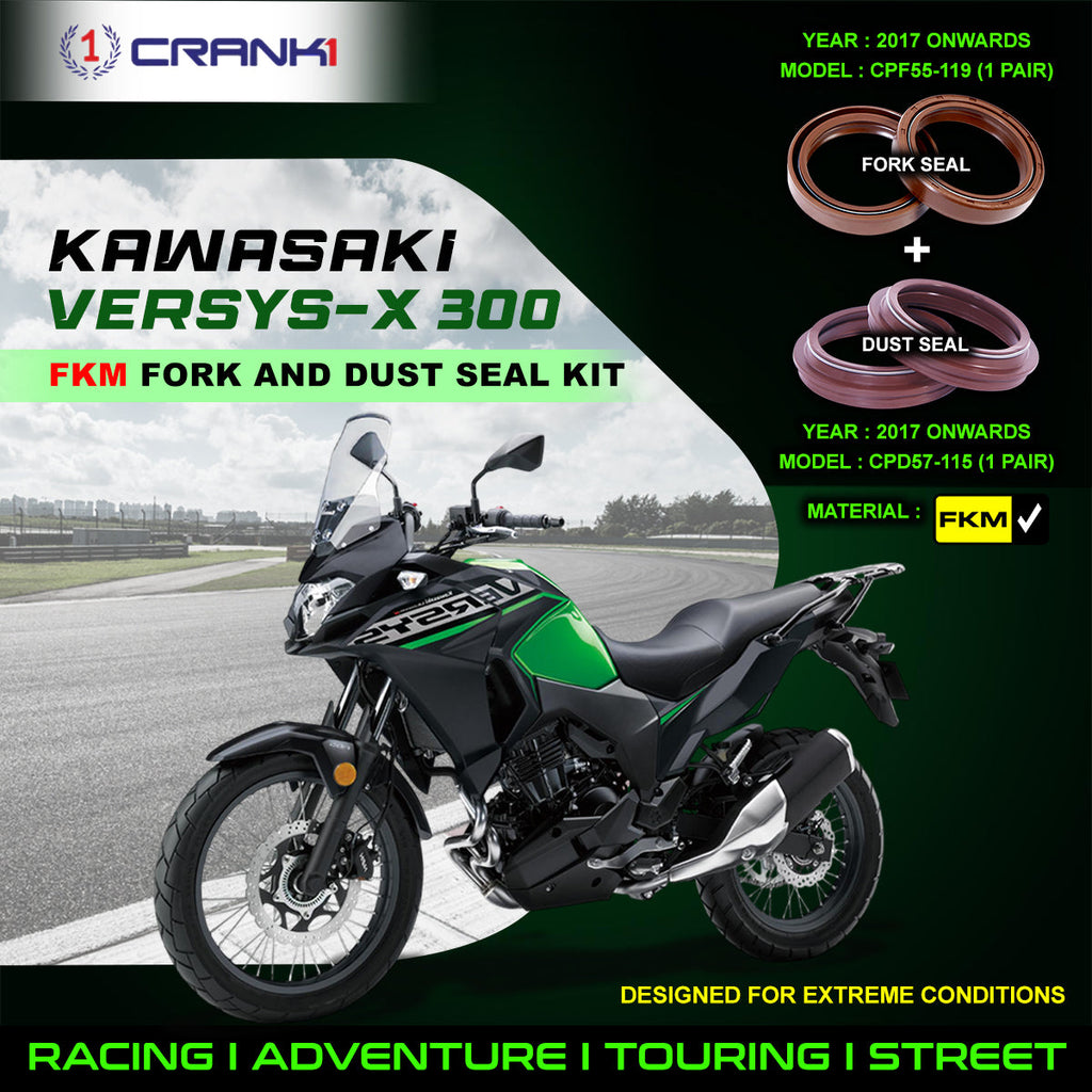 Fork And Dust Seals Kit For Kawasaki Versys-X 300 (2017 Onwards) - CRANK1