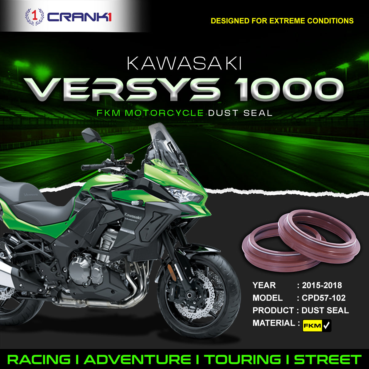 Fork Dust Seals Pair For Kawasaki Versys 1000 (2015-2018) - CPD57-102 - CRANK1