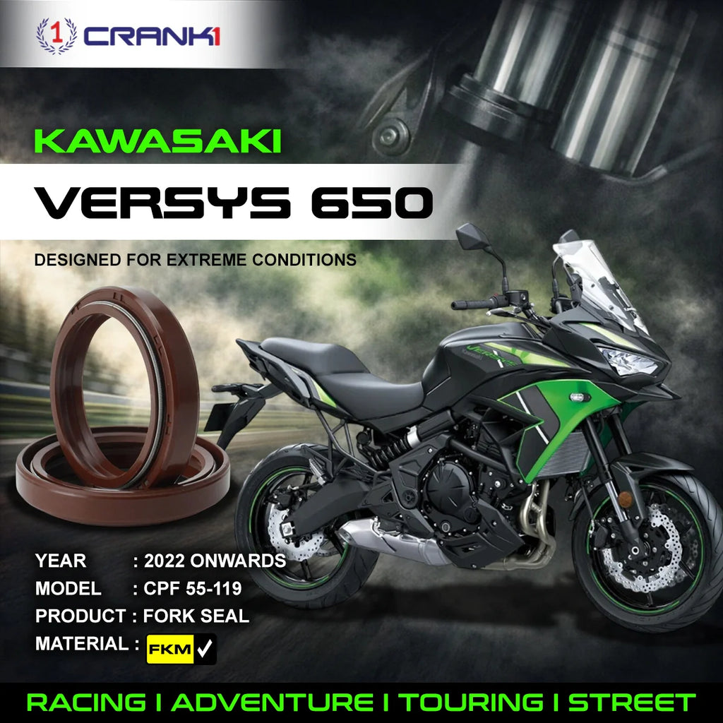 Fork Oil Seals Pair For Kawasaki Versys 650 (2022 Onwards) - CPF55-119 - CRANK1