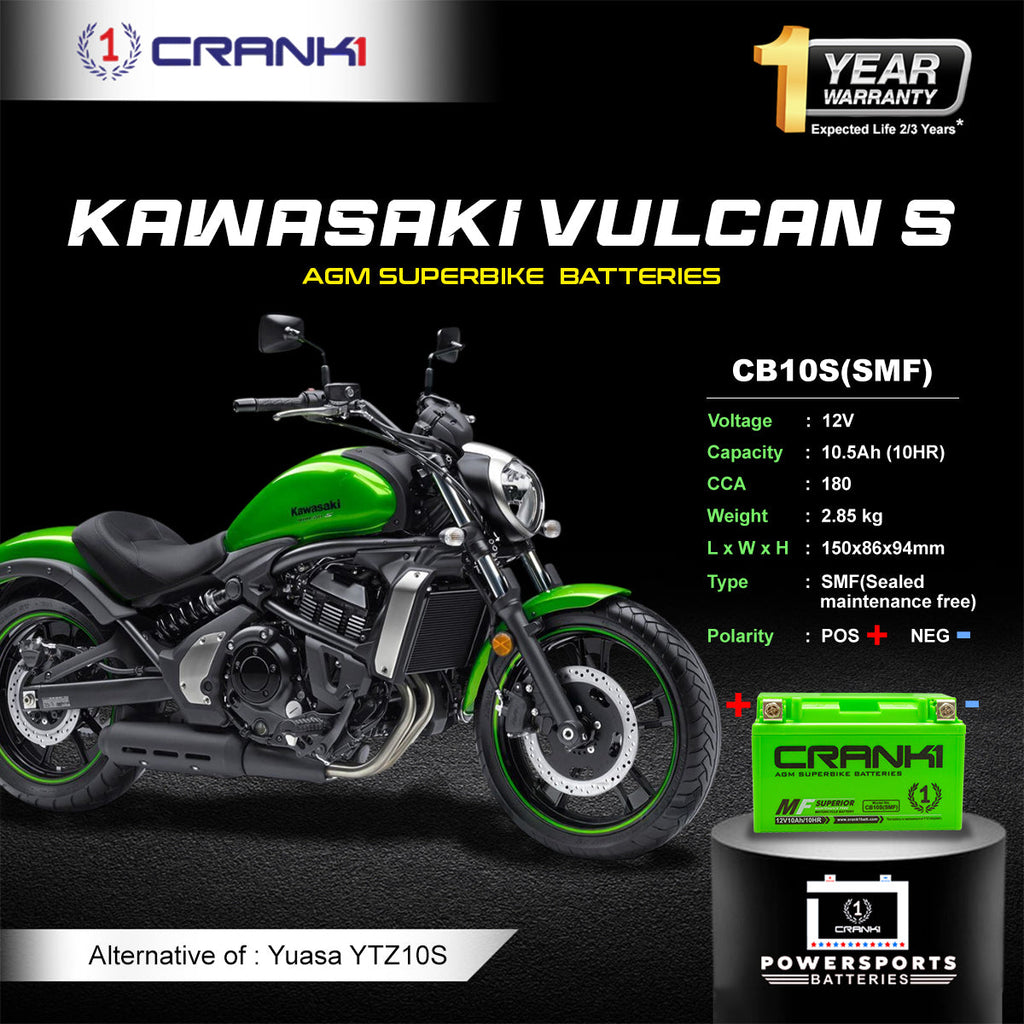 Battery For Kawasaki Vulcan S (2010-2025) - CB10S - Factory Activated - CRANK1