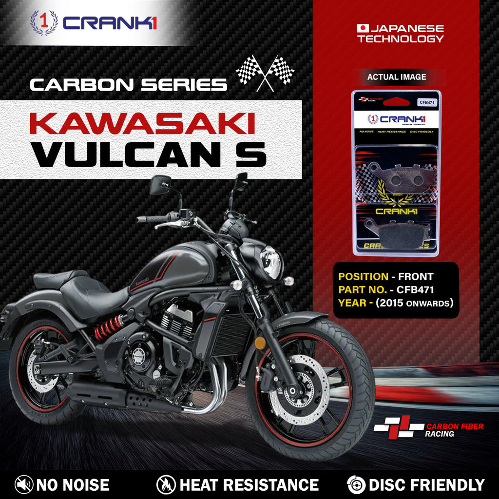 Carbon Brake Pads For Kawasaki Vulcan S (2015 Onwards) - Rear - CFB471 - 1 Set - CRANK1