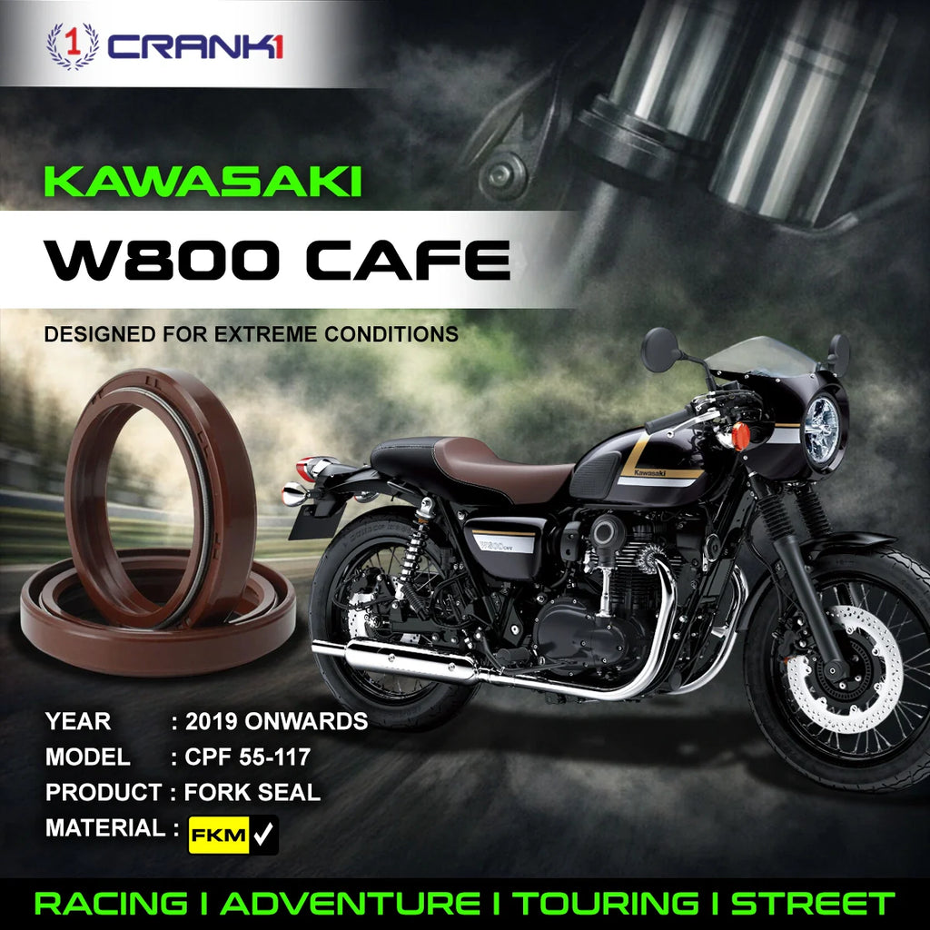 Fork Oil Seals Pair For Kawasaki W800 Cafe (2019 Onwards) - CPF55-117 - CRANK1