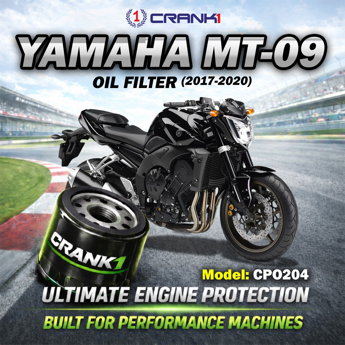 Oil Filter For Yamaha MT-09 (2017-2020) - CPO204 - CRANK1