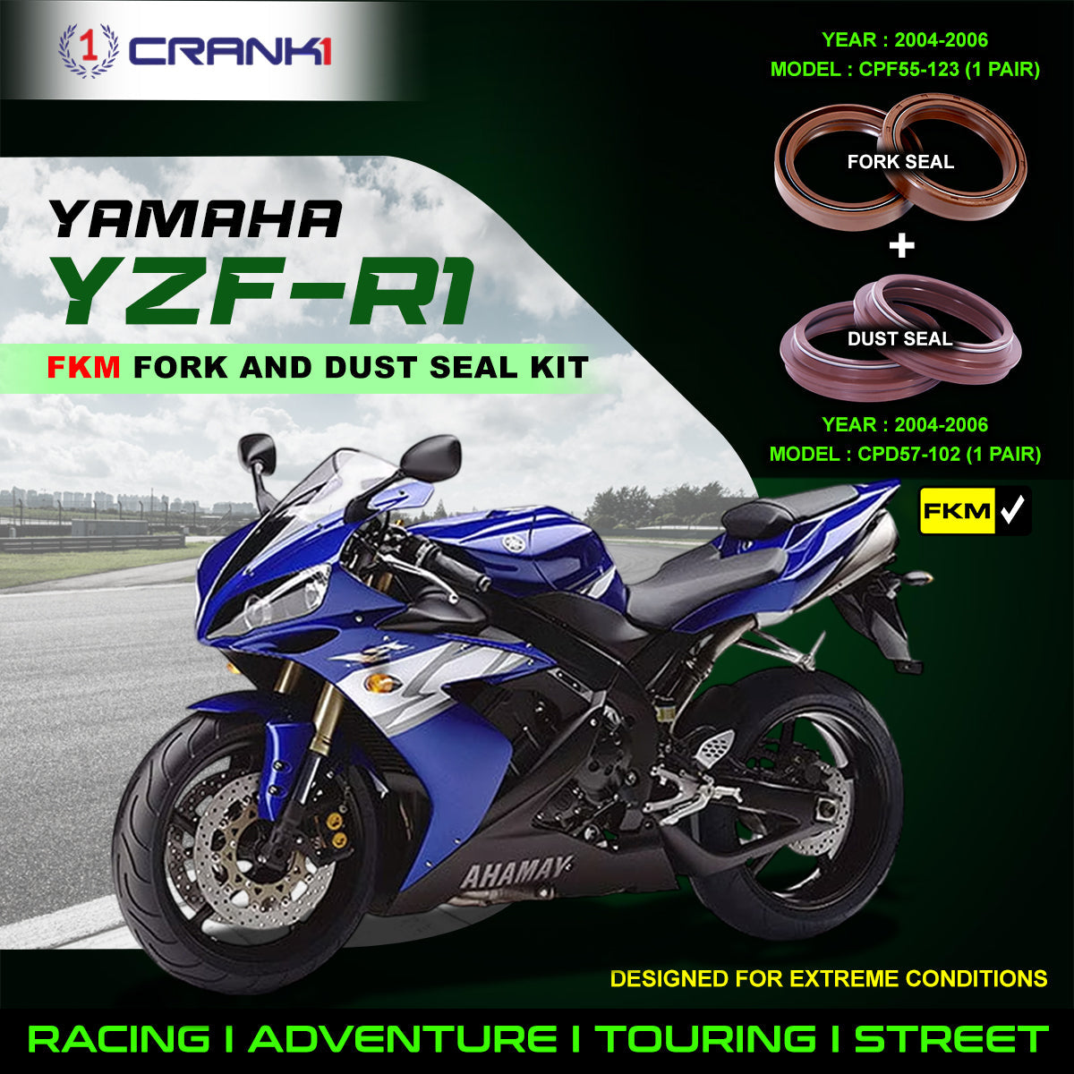 Fork And Dust Seals Kit For Yamaha YZF-R1 (2004-2006) - CRANK1