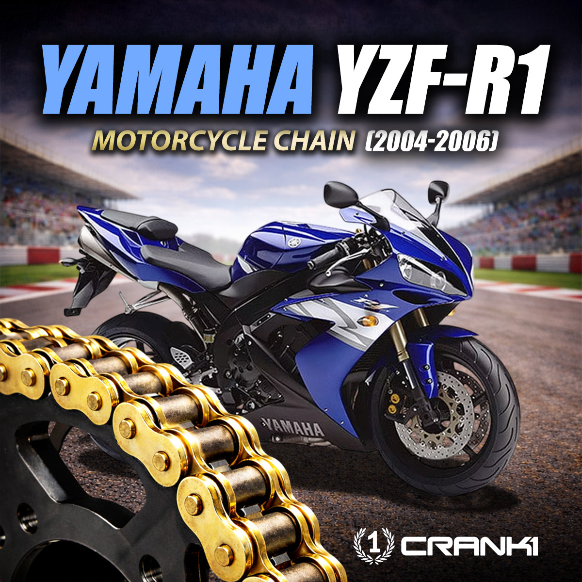 Chain For Yamaha YZF-R1 (2004-2006) - 530 Pitch x 116 Links Gold (ZVMX) - CRANK1