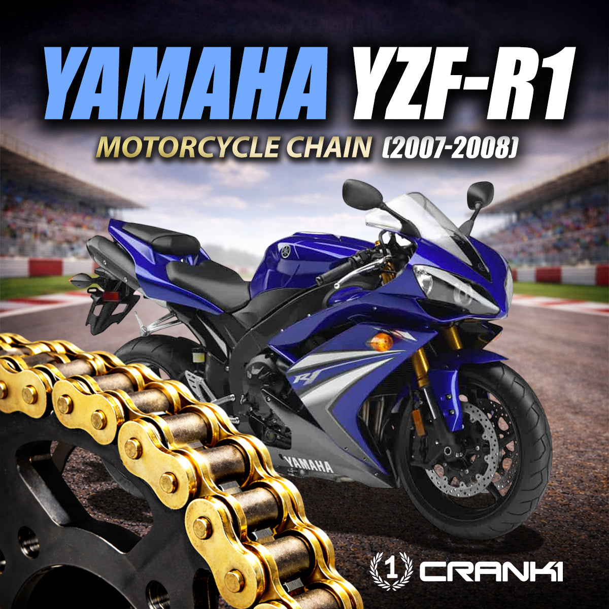 Chain For Yamaha YZF-R1 (2007-2008) - 530 Pitch x 118 Links Gold (ZVMX) - CRANK1