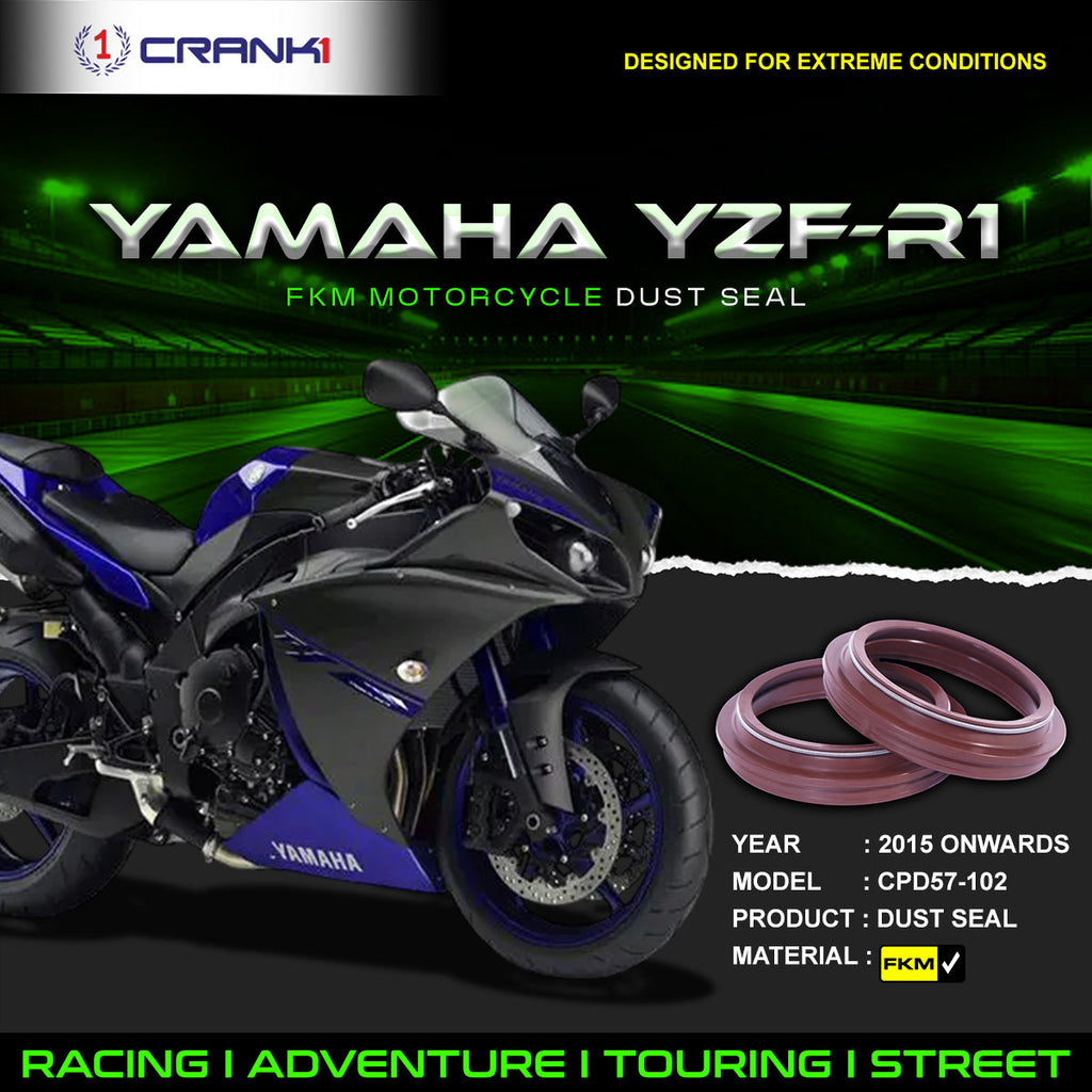 Fork Dust Seals Pair For Yamaha YZF-R1 (2015 Onwards) - CPD57-102 - CRANK1