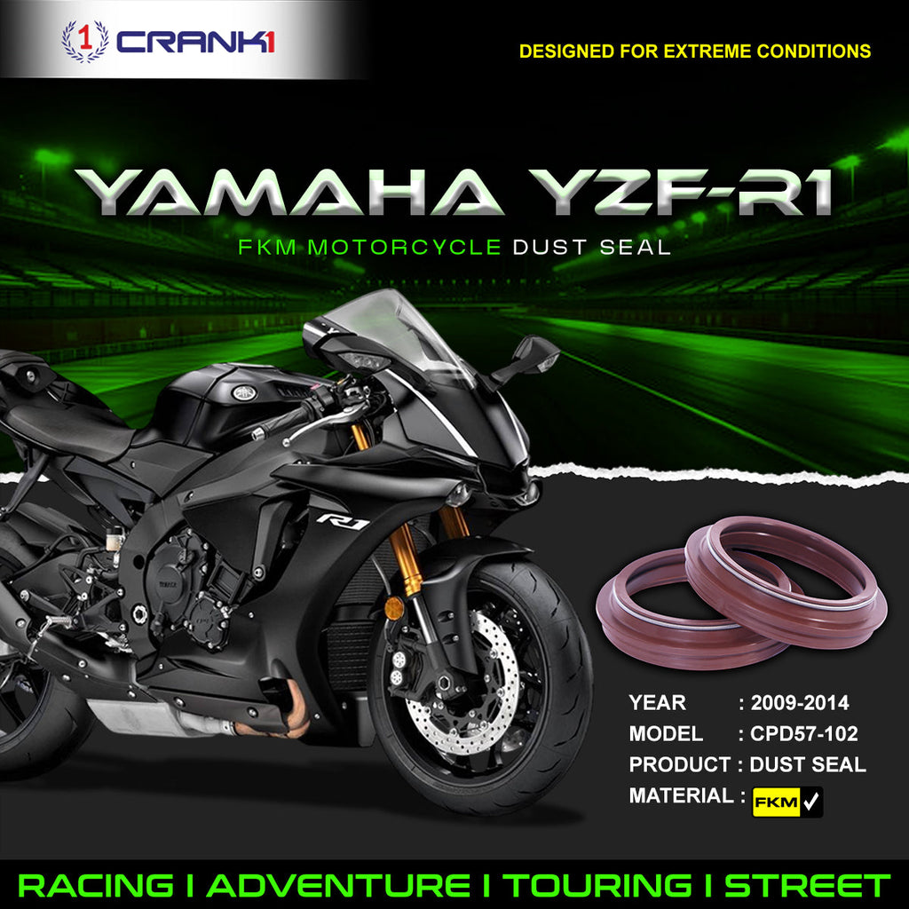 Fork Dust Seals Pair For Yamaha YZF-R1 (2009-2014) - CPD57-102 - CRANK1