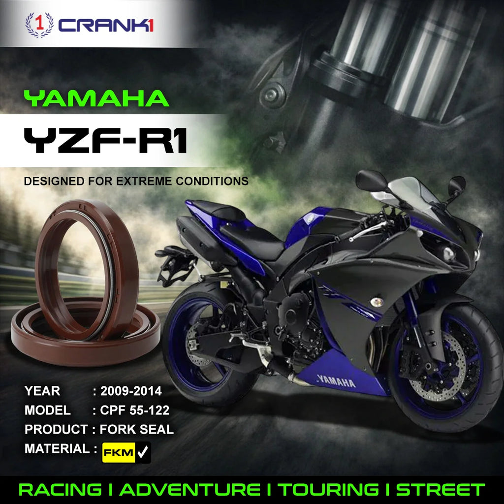 Fork Oil Seals Pair For Yamaha YZF-R1 (2009-2014) - CPF55-122 - CRANK1
