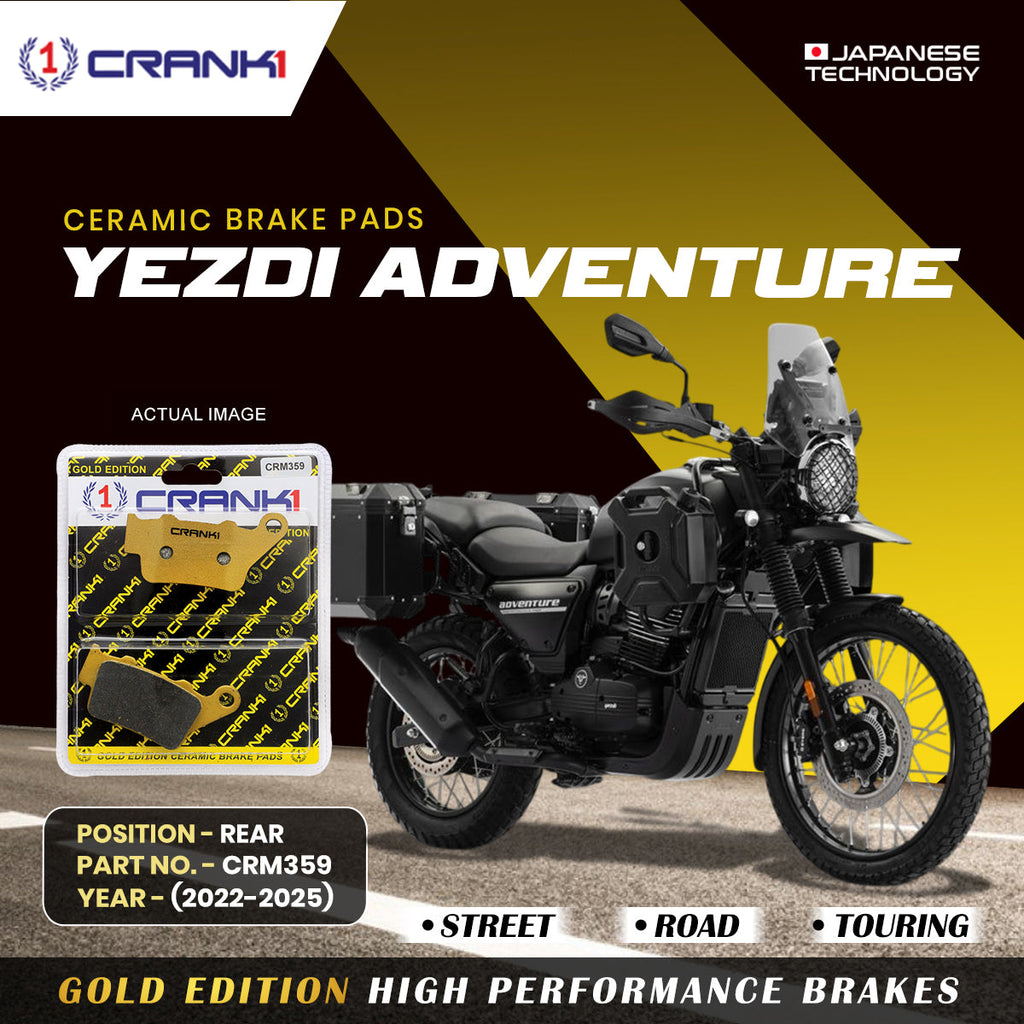 Ceramic Brake Pads For Yezdi Adventure (2022-2025) - Rear - CRM359 - 1 Set - CRANK1