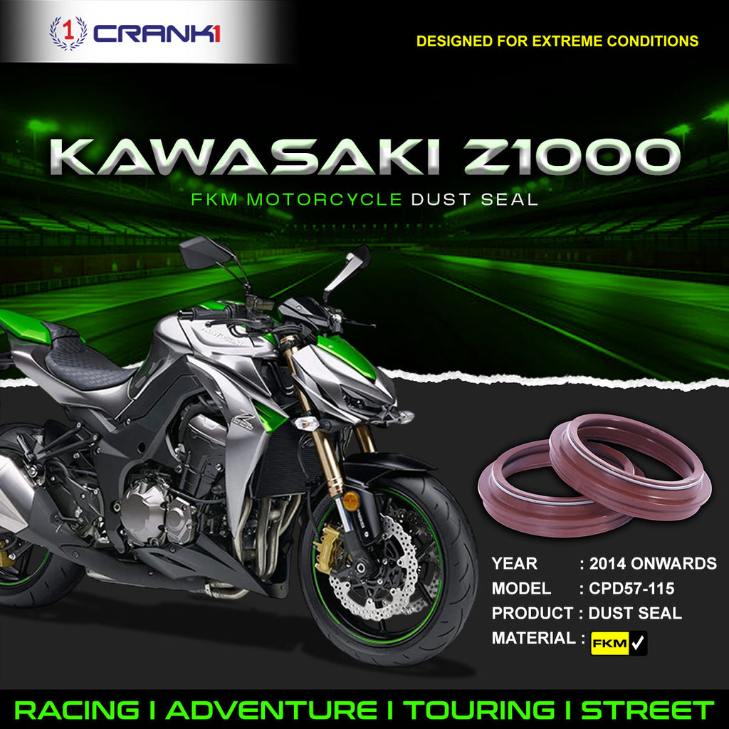 Fork Dust Seals Pair For Kawasaki Z1000 (2014 Onwards) - CPD57-115 - CRANK1