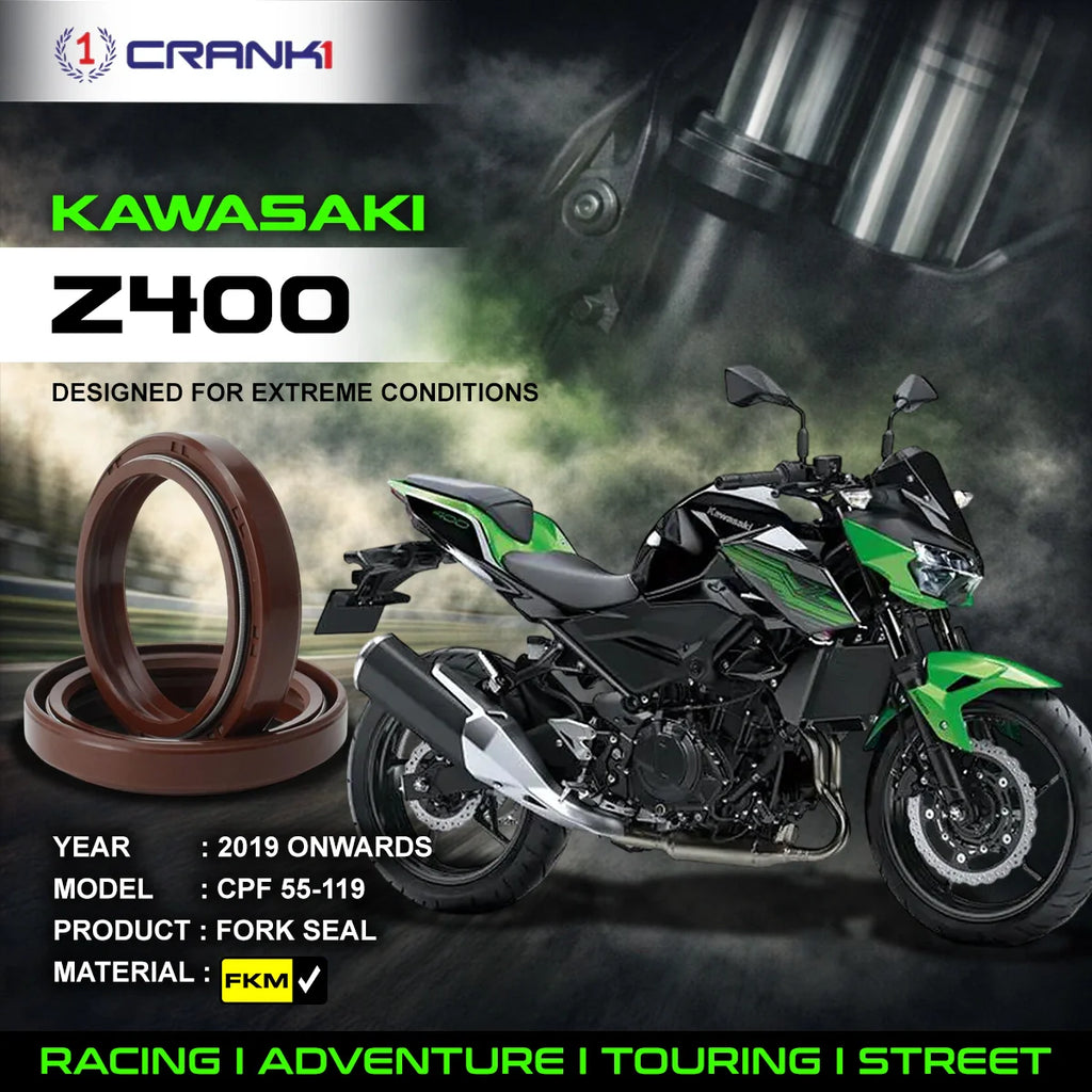 Fork Oil Seals Pair For Kawasaki Z400 (2019 Onwards) - CPF55-119 - CRANK1