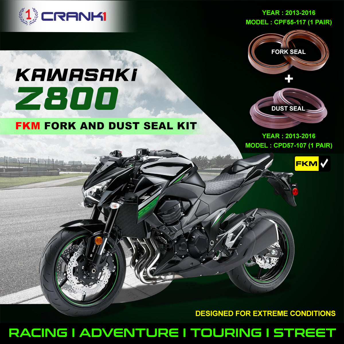 Fork And Dust Seals Kit For Kawasaki Z800 (2013-2016) - CRANK1