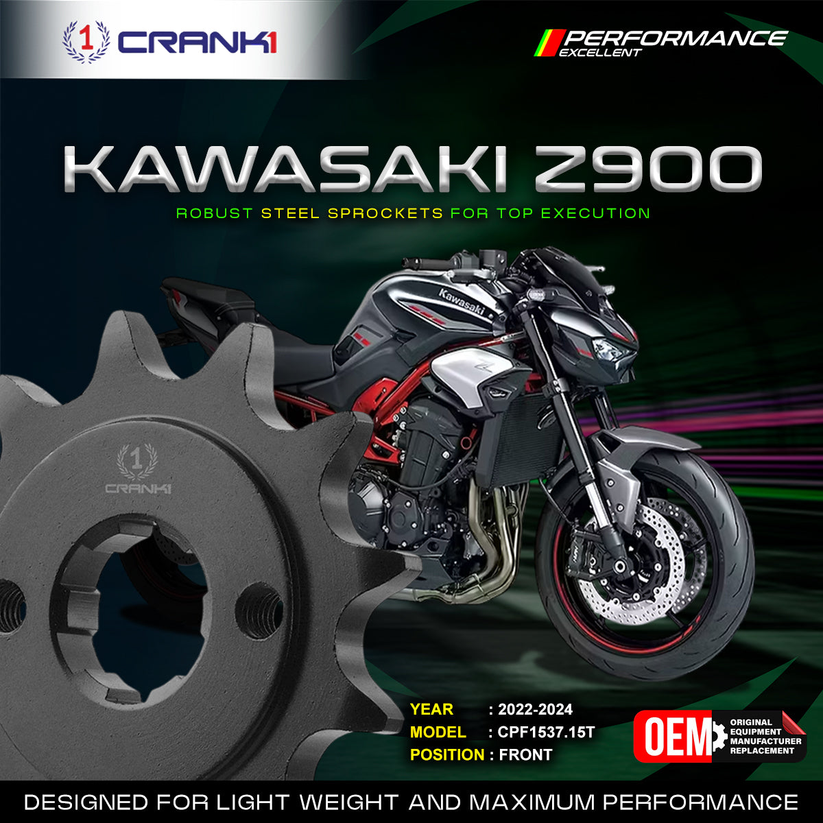 Sprocket For Kawasaki Z900 (2022-2024) - Front - CPF1537.15T - CRANK1