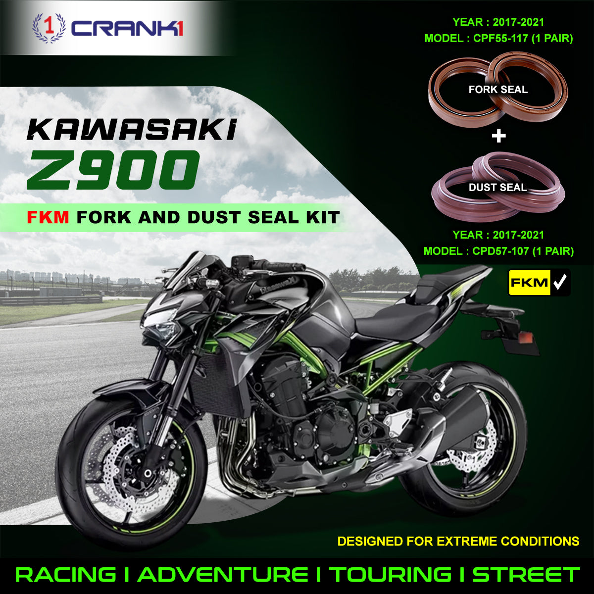 Fork And Dust Seals Kit For Kawasaki Z900 (2017-2021) - CRANK1